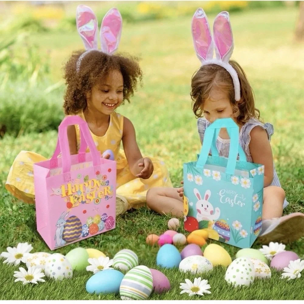 Happy Easter Bunny Reusable Gift Bag - multicolor set of 6